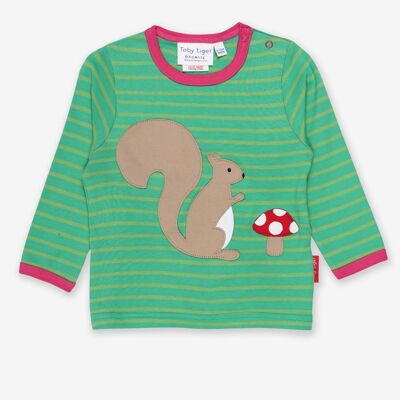 Long-sleeved shirt made from organic cotton with a squirrel motif
