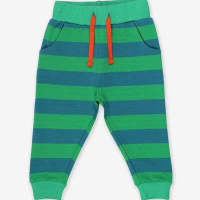 Pantaloni per bambini a righe in cotone biologico, strisce verdi