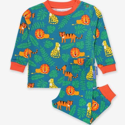 Pajamas with big cat motif in organic cotton