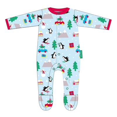 Pajamas, rompers with closed feet,
 Christmas motif made from organic cotton