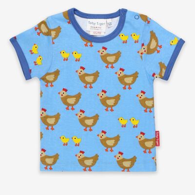 T-shirt con stampa pollo, cotone organico