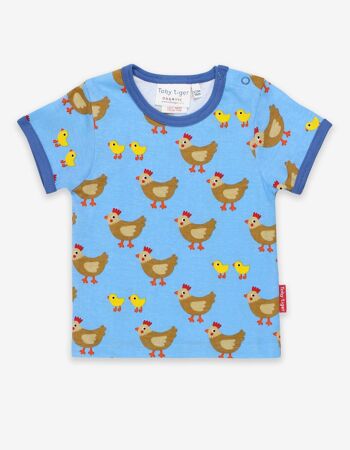 T-shirt imprimé poules, coton bio 1