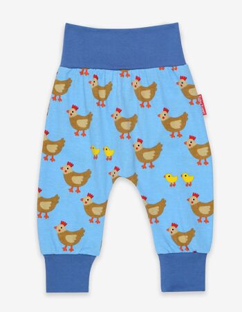 Pantalon bébé, imprimé poules, coton bio 1