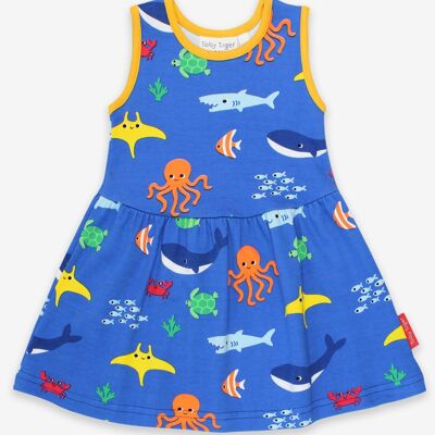 Dress, Sea Creatures Print, Organic Cotton