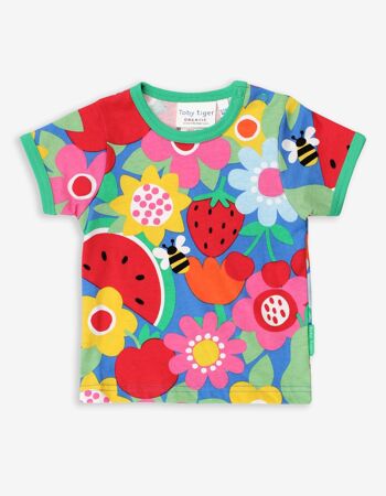 T-shirt, fleurs et fruits, coton bio 1