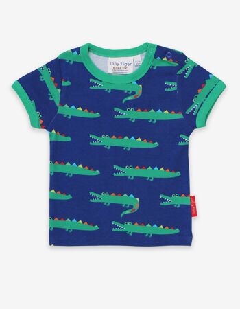T-shirt imprimé crocodile, coton bio 1