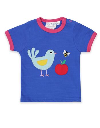 T-shirt, application oiseau, coton bio 1