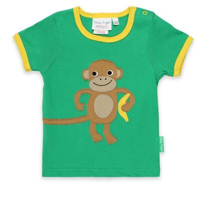 T-shirt, applicazione scimmia, cotone biologico