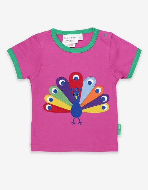 T-Shirt, Pfau Applikation, Bio Baumwolle