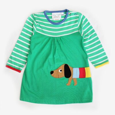 Vestido camiseta, perro, manga larga, algodón orgánico