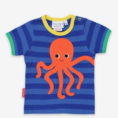 T-Shirt mit Oktopus-Applikation aus Bio-Baumwolle