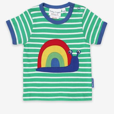 T-shirt, striped, snail application, organic cotton