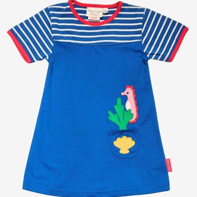 T-shirt dress with organic cotton seahorse appliqué