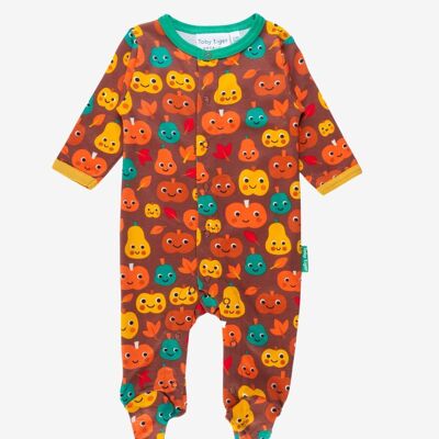 Pajamas, one-piece suit with pumpkin print made from organic cotton