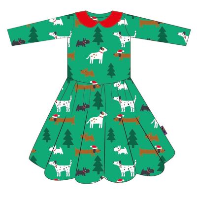 Organic Christmas Dog Print Skater Dress