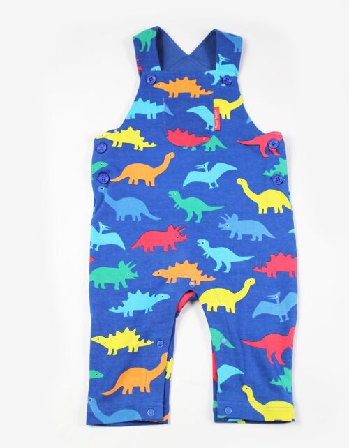 Bio Baumwoll-Latzhose mit Regenbogen Dinosaurier Druck