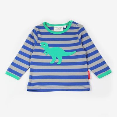 Bio Baumwoll-Langarmshirt mit T-Rex Applikationen