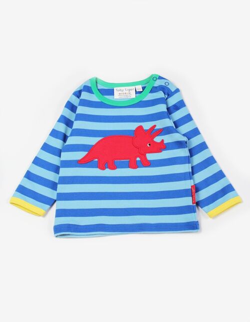 Bio Baumwoll-Langarmshirt mit Triceratops Applikationen