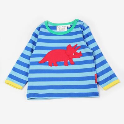 Organic cotton long-sleeved shirt with Triceratops applications