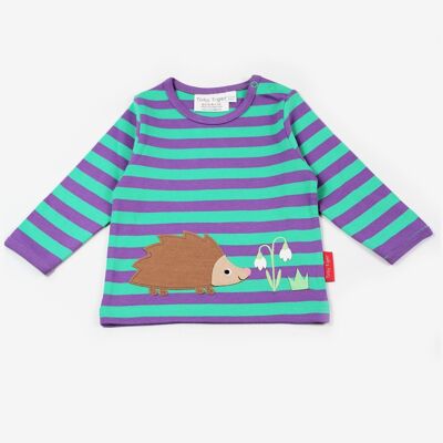 Organic cotton long-sleeved shirt with hedgehog applications