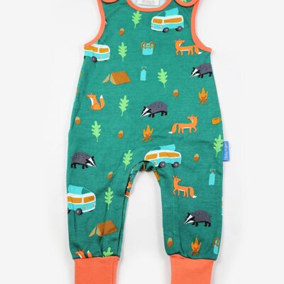 Organic romper with camper print