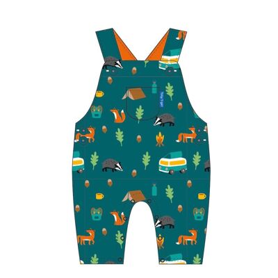 Organic cotton dungarees with camper print