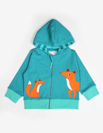 Sweat à capuche en coton bio avec applications de renard 1