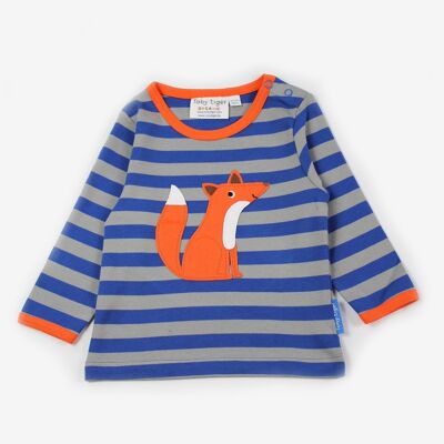 Organic cotton long-sleeved shirt with fox applications