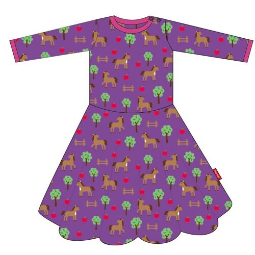 Bio Baumwollkleid mit Skater Schnitt und Pferde Print