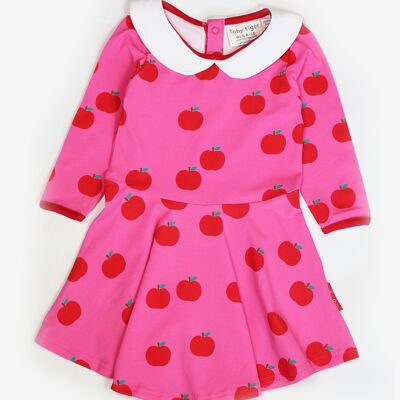 Organic cotton dress with a skater cut and apple print