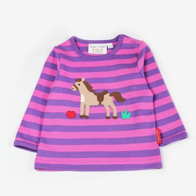 Organic cotton long-sleeved shirt with horse applications