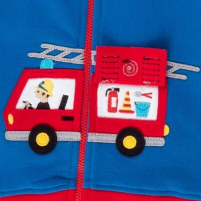 Organic cotton hoodie with fire engine motif