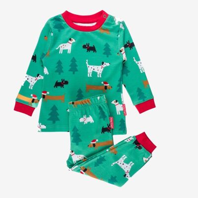 Pijama de algodón orgánico con estampado "Perro de Navidad"