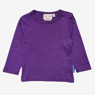 Long-sleeved shirt made from organic cotton, plain purple
