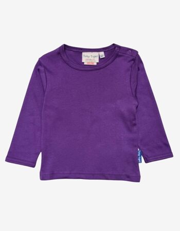 Chemise à manches longues en coton bio, violet uni
