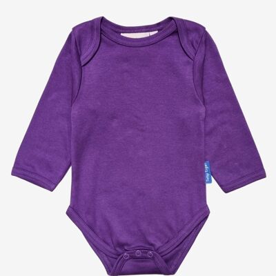 Baby body with slip neckline in purple made from organic cotton