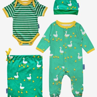 Coffret bébé en coton bio imprimé canards