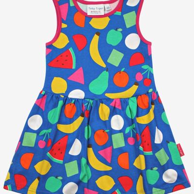 Vestido de verano de algodón orgánico con estampado de frutas