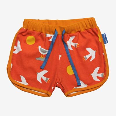 Organic running shorts with seagull print