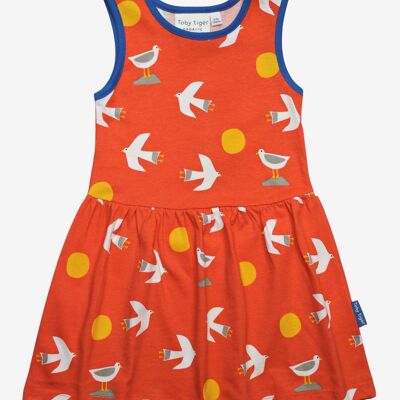 Summer dress made from organic cotton with a seagull print