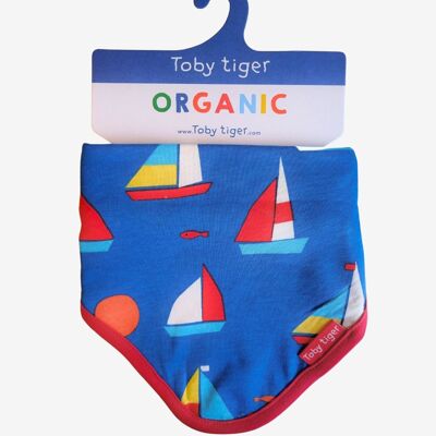 Organic cotton triangular bib with sailboat print