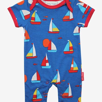 Organic cotton onesie with a sailing boat motif