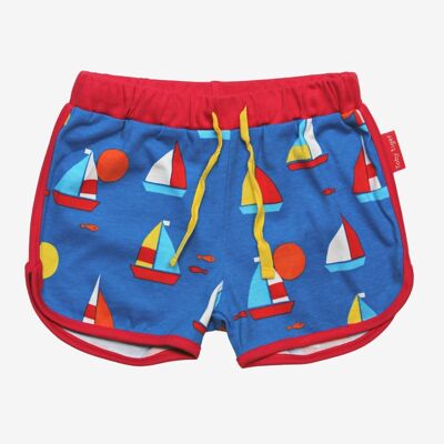 Organic running shorts with sailboat print