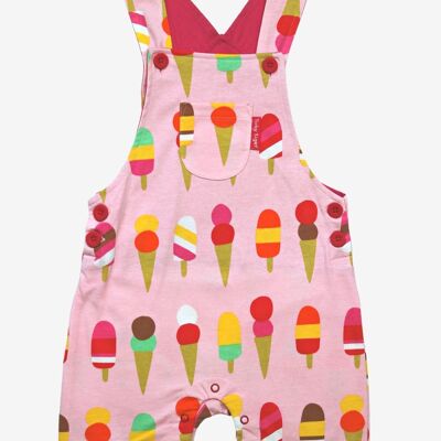 short dungarees made of organic cotton with ice cream print