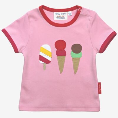 Organic short-sleeved shirt with ice cream applications