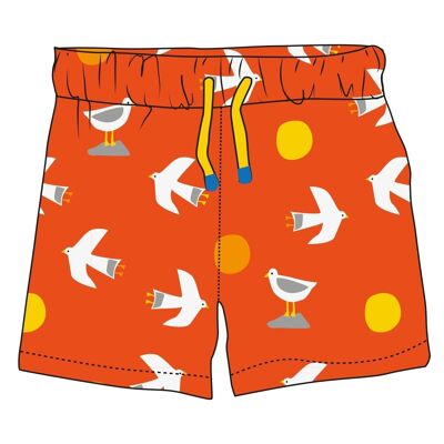 shorts de playa con estampado de gaviotas