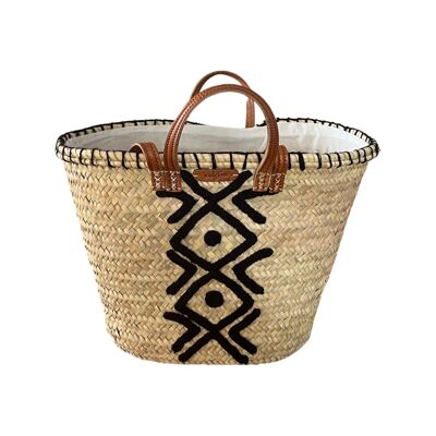 Berber palm basket with double handles