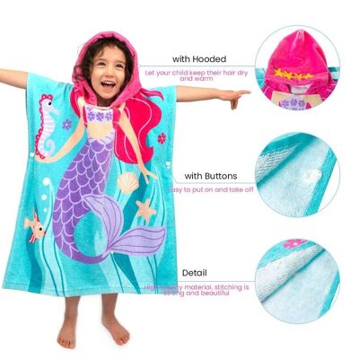 Strandponcho für Kinder | Strandkleidung | Strandtuch | Poncho mit Kapuze