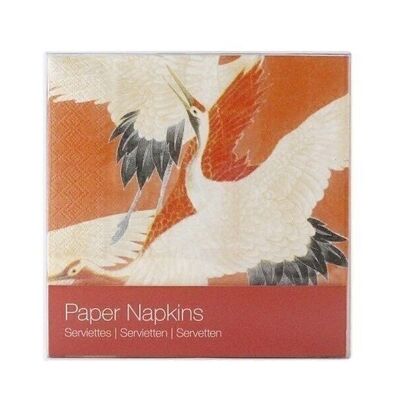 Paper Napkins, White and Red Cranes