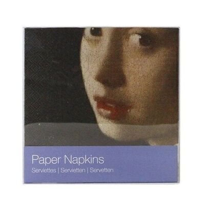 Serviettes papier, Boucle d'oreille Fille à la perle, Vermeer
